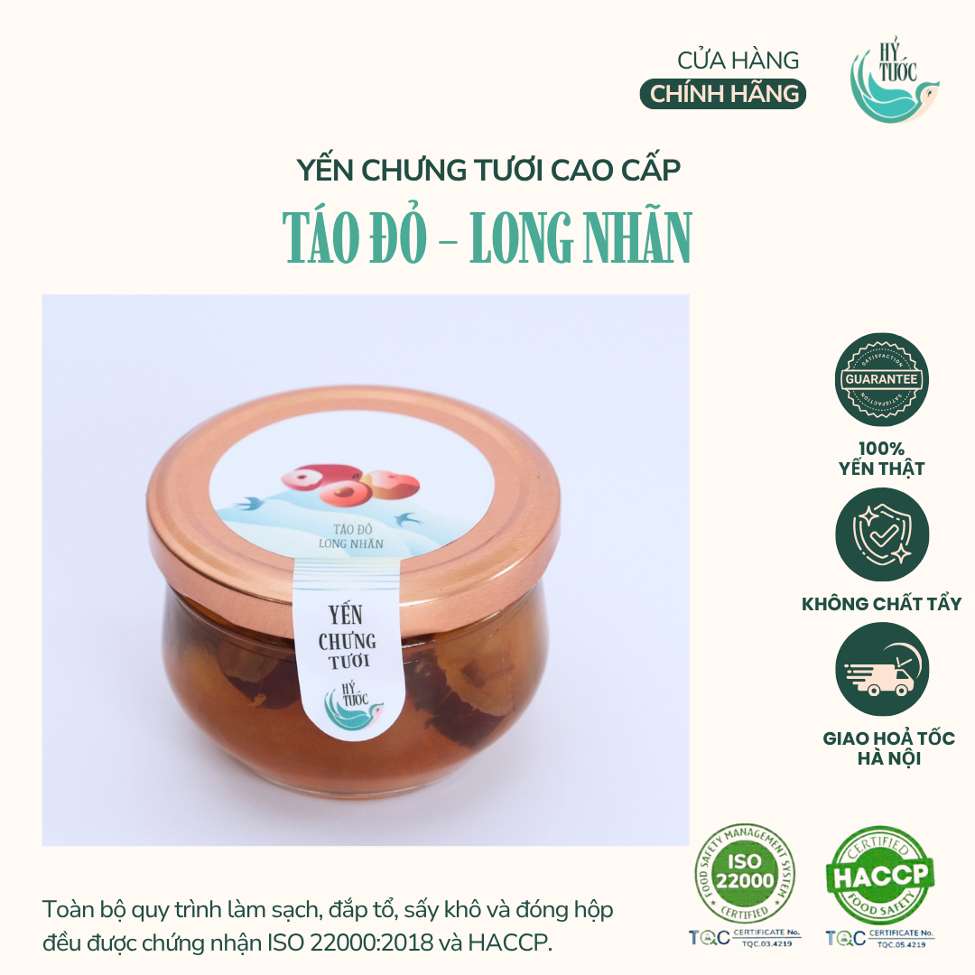 Yến Chưng Tươi Vị Táo Đỏ và Long Nhãn Hũ 100ml, 150ml