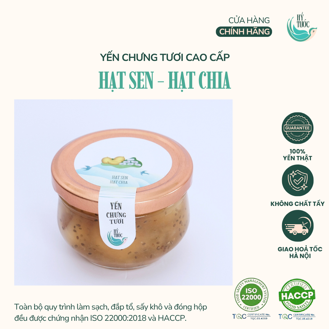 Yến Chưng Tươi Vị Hạt Sen và Hạt Chia Hũ 100ml, 150ml