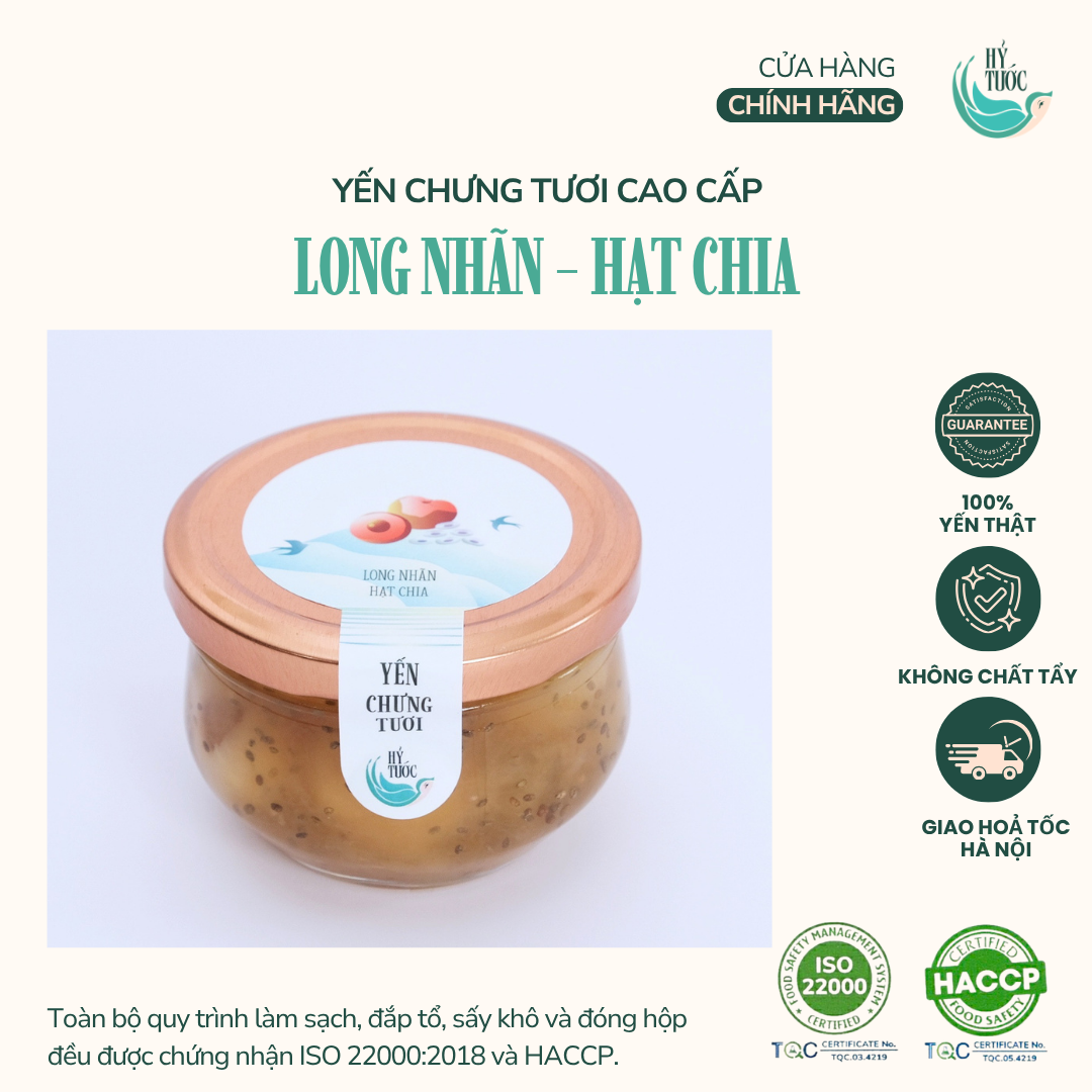 Yến Chưng Tươi Vị Long Nhãn và Hạt Chia Hũ 100ml, 150ml