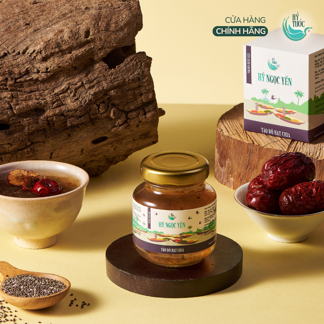 Yến chưng sẵn vị Táo đỏ & Hạt chia, 8 gram yến tươi, hũ 75ml