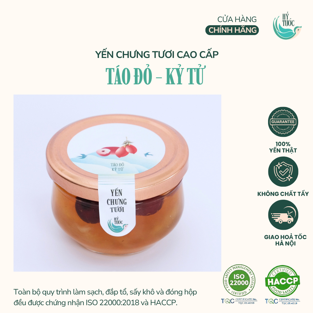 Yến Chưng Tươi Vị Táo Đỏ và Kỷ Tử Hũ 100ml, 150ml
