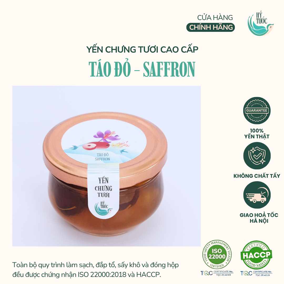 Yến Chưng Tươi Vị Táo Đỏ và Saffron Hũ 100ml, 150ml