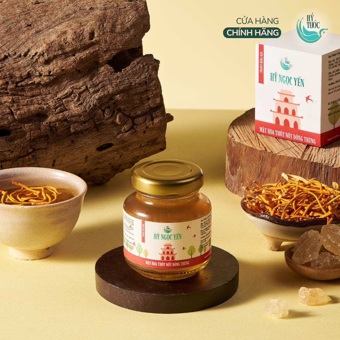 Yến chưng sẵn vị Mật hoa thốt nốt & Nấm đông trùng, 8 gram yến tươi, hũ 75ml