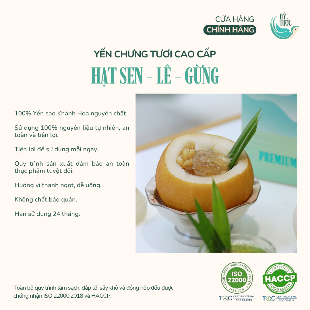Yến Chưng Tươi Vị Hạt Sen, Lê và Gừng, Hũ 100ml, 150ml