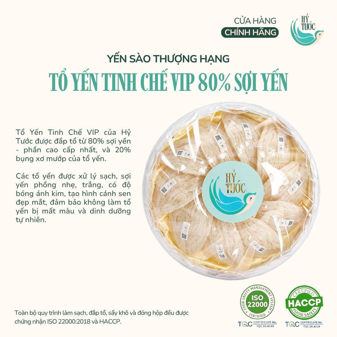 Tổ Yến Tinh Chế VIP 80% Sợi Yến Dài - Hộp 50g, 100g