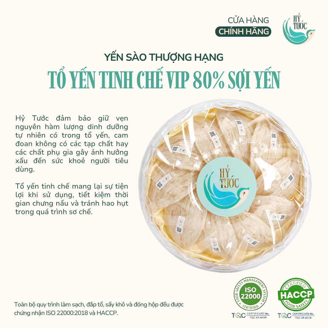 Tổ Yến Tinh Chế VIP 80% Sợi Yến Dài - Hộp 50g, 100g