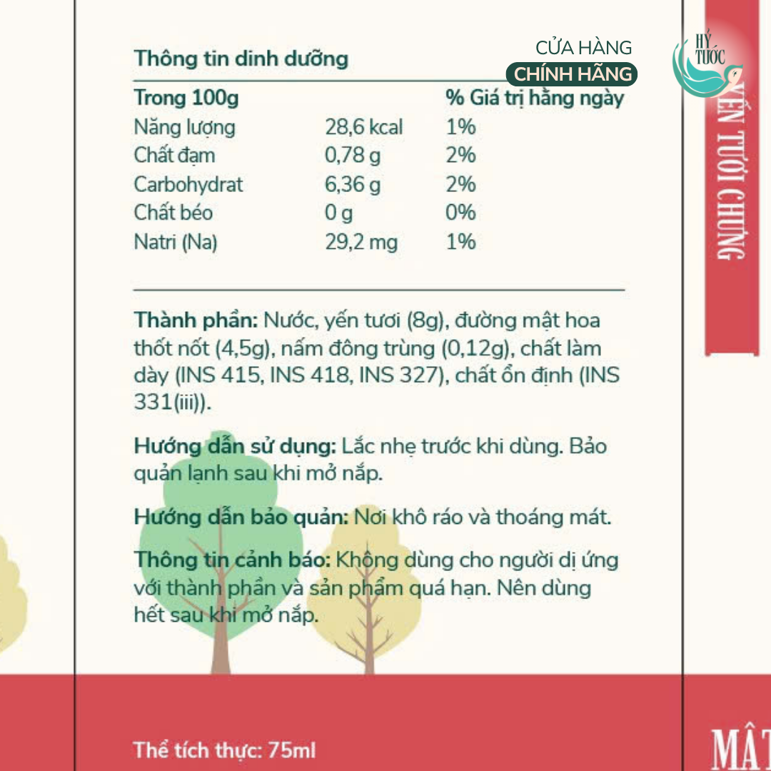 Yến chưng sẵn vị Mật hoa thốt nốt & Nấm đông trùng, 8 gram yến tươi, hũ 75ml