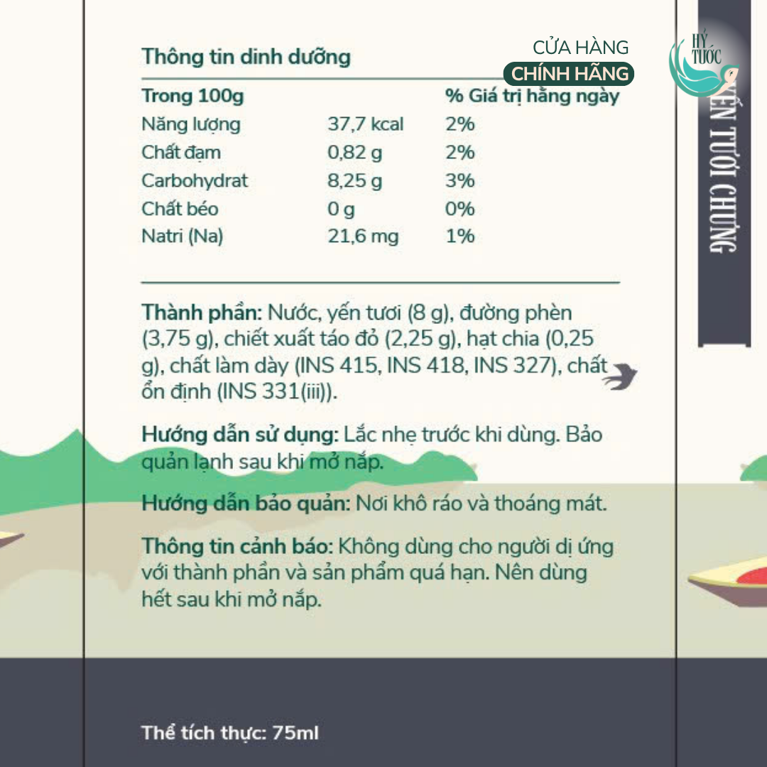Yến chưng sẵn vị Táo đỏ & Hạt chia, 8 gram yến tươi, hũ 75ml