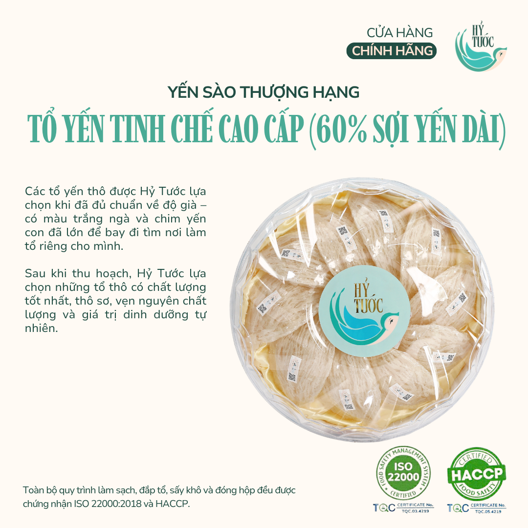 Tổ Yến Tinh Chế Cao Cấp 60% Sợi Yến Dài - Hộp 10g, 20g, 30g, 50g, 100g